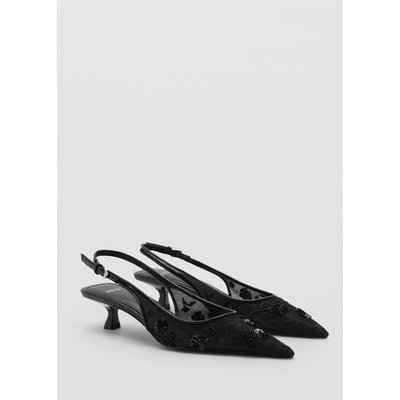 Chaussures talon kitten heel brodées de sequins MANGO