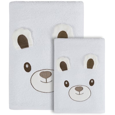 Ensemble enfant 1 serviette de toilette  + 1 drap de bain BOBBY L'OURS SENSEI MAISON