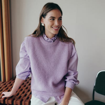 Gestreiftes Hemd, viktorianischer Kragen, Signatur CHARLÈNE LA REDOUTE COLLECTIONS