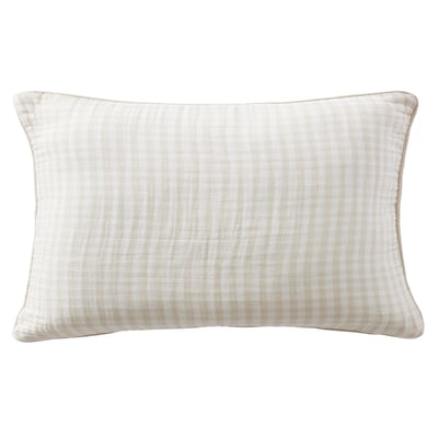 Coussin avec passepoil 40x60 cm Gaze de Coton Quadri Naturel EDEN