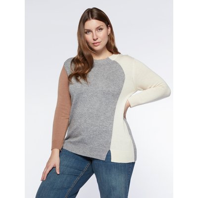 Pull color block en trois couleurs de laine et alpaga mélangé FIORELLA RUBINO