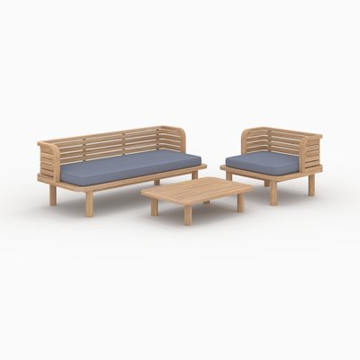Salon de jardin 3 personnes en bois de teck massif - KILDA RENDEZ-VOUS DÉCO