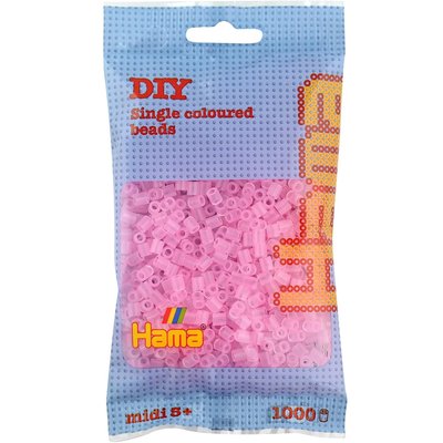 Sachet 1000 perles plastique Midi rose transparent HAMA