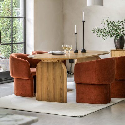 Garner Curve Oak Oval Dining Table (Seats 4) SO'HOME