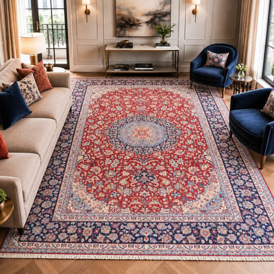 Tapis d'orient au motif oriental, noué main, NADJAFABAD A UN AMOUR DE TAPIS