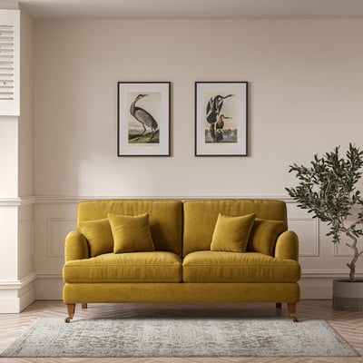 Emeline Velvet 3 Seater Sofa with Castor Legs ÉDITÉ