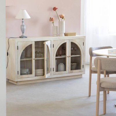 Buffet vitré en bois de manguier blanchi  MILIAM MADE IN MEUBLES 