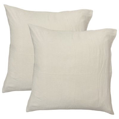 Set de 2 taies d’oreiller unies en coton, GAZE DE COTON MATT ET ROSE