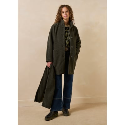 Manteau 3/4 ample en laine bouillie mélangée LA FEE MARABOUTEE