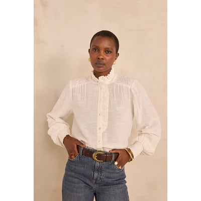 Blouse crème à manches longues en coton MANGUE Maison 123