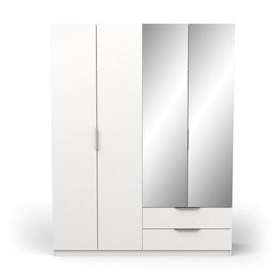 Armoire 4 portes, 2 tiroirs et 2 miroirs Ghost - L157,3 cm CALICOSY
