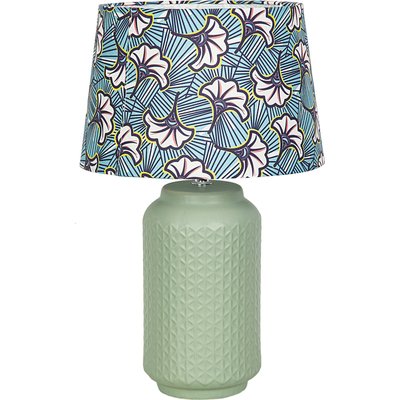 Lampe en céramique verte avec abat jour imprimé floral RECOLLECTION