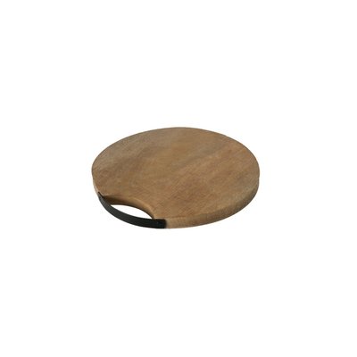 Planche à Découper Ronde en Bois de Manguier et Métal Noir WADIGA