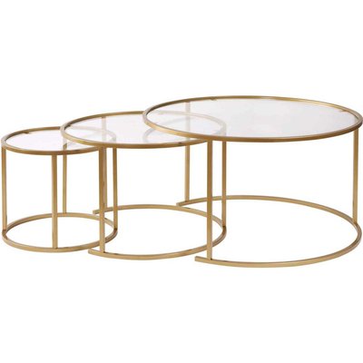 Ensemble de 3 tables gigognes rondes en métal et verre Aurum HANAH HOME