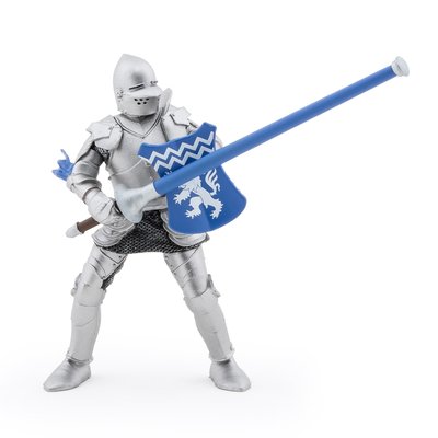 Figurine Chevalier lion lance bleu PAPO