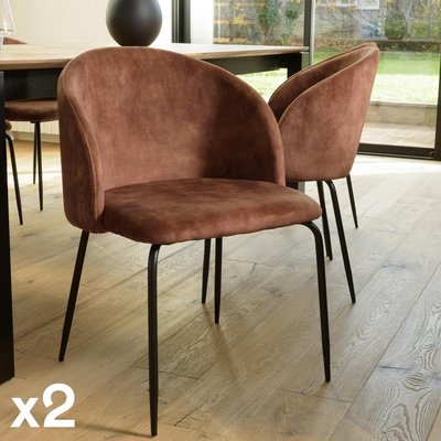 Chaise de salle à manger velours acajou dossier rond (lot de 2) TIM PIER IMPORT