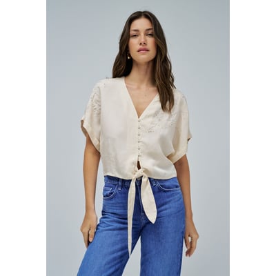 BLOUSE EN LIGHTDENIM AVEC NOEUD À LOURLET SALSA JEANS