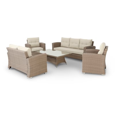 Salon de jardin 7 places, rotin, BOLONIA DEFORA HOME