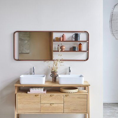 Etagère miroir en noyer et laiton FÉLICIE TIKAMOON