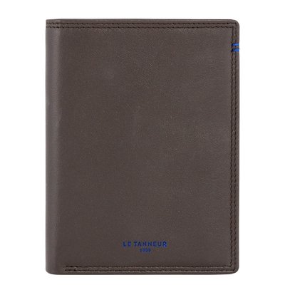 Portefeuille vertical zippé 2 volets moyen modèle en cuir lisse MARTIN LE TANNEUR