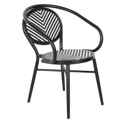 Chaise de jardin style bistrot parisien en aluminium et rotin synthétique, VILLIERS OVIALA