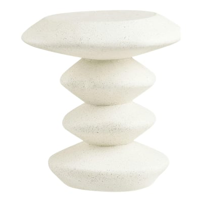 Bout de canapé blanc en fibre d'argile style japandi OTTA PIER IMPORT