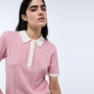 Polo ajouré bicolores en coton BIO MONOPRIX
