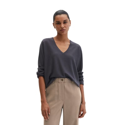 Pull ras du cou en V oversize en mélange de laine mérinos et de viscose MARC O'POLO
