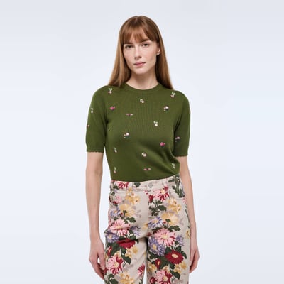 Pull manches courtes brodé en coton BIO GOTS MONOPRIX