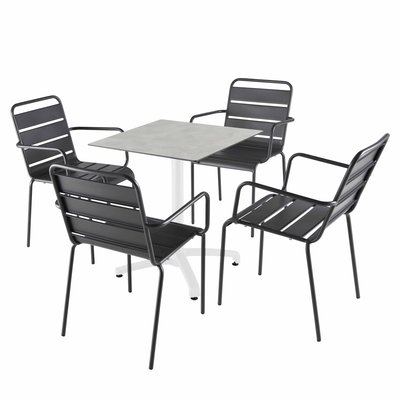 Table en HPL inclinable pied blanc et 2 chaises en métal, OPERA OVIALA