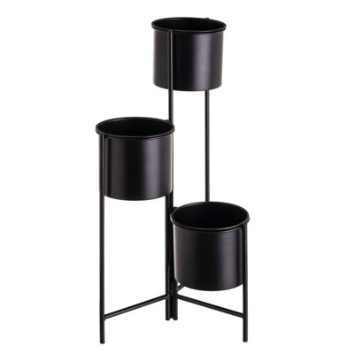 Support pot plante triple articulé métal noir 38x19x65cm WADIGA