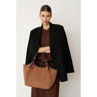 Sac cabas en cuir grainé et raphia IMPERIA OH MY BAG