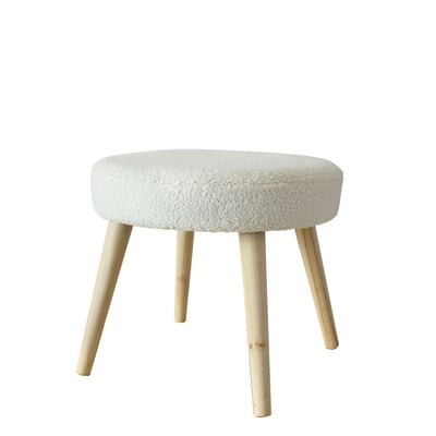 Tabouret en tissu bouclette avec pieds en bois LODGE TOILINUX