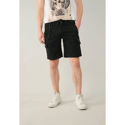 Short bermuda noir "esprit cargo" avec mousqueton et poches multiples CEMI DEELUXE