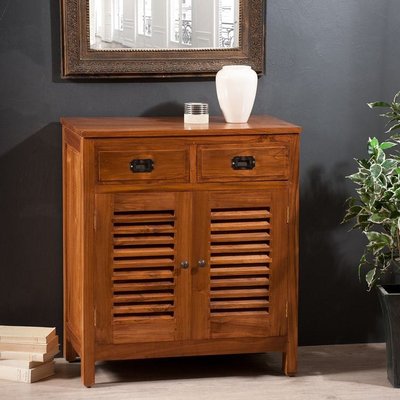 Buffet exotique étroit bois teck 2 portes 76cm BISHO PIER IMPORT