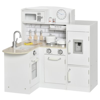 Cuisine bois jeu d'imitation accessoires & rangements inclus blanc HOMCOM