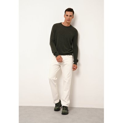 HOWARD pull col rond kaki chiné en cachemire JUST CASHMERE