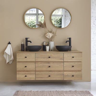 Meuble de salle de bain en chêne massif 140 cm  ERNEST BERAH GETAH