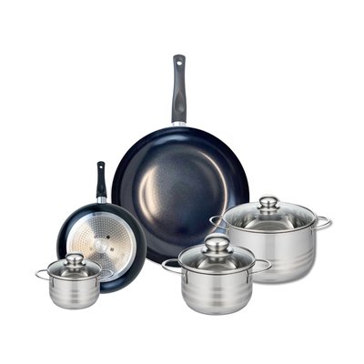 Set de 2 poêles 20 et 32 cm et 3 faitouts Prima Brillant ELO