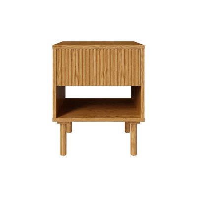 Table de chevet en bois d'hévéa massif 1 tiroir - INÈS RENDEZ-VOUS DÉCO