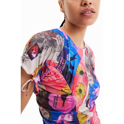 Mini robe ajustée froncée collage - RED - L DESIGUAL