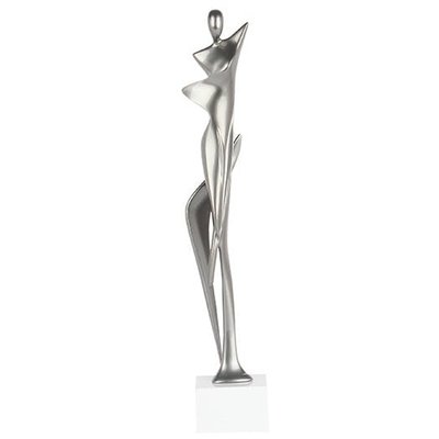 Sculpture moderne silhouette de femme couleur argent 43 cm PIER IMPORT