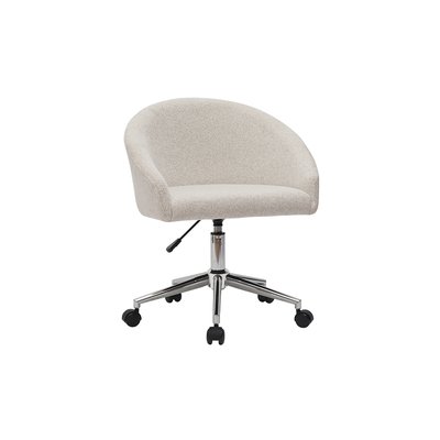 Chaise de bureau à roulettes design en tissu velours chenille beige et acier chromé RAVEN MILIBOO