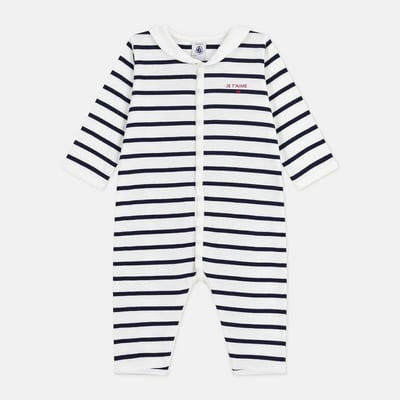 Pigiama in cotone, senza piedi, con stampa a righe PETIT BATEAU
