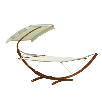Hamac avec support et pare-soleil bois crème HOMCOM