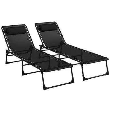 Ensemble de chaises longues Acier Noir OUTSUNNY