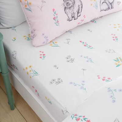 Bunny Tails Ditsy Flowers Fitted Sheet CATHERINE LANSFIELD