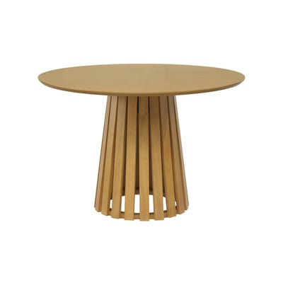 Table à manger ronde bois d'hévéa placage chêne 4 places ANGÈLE SWEEEK