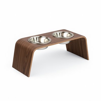 Gamelle double surélevées socle bois, GERO BAGANE