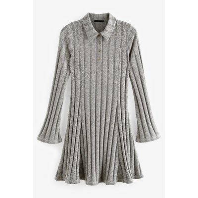 Robe courte côtelée à manches longues et col NEXT